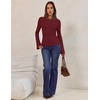 MEROKEETY Women’s Fall Trendy Boat Neck Bell Sleeve T Shirt | Textured, Wide Neckline, Long Sleeve, Slim Fit, Soft, Stretchy, Cozy Knit, Dressy Casual Blouse, 2026 Fall Fashion Outfits(Wine)