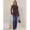 MEROKEETY Women’s Fall Trendy Boat Neck Bell Sleeve T Shirt | Textured, Wide Neckline, Long Sleeve, Slim Fit, Soft, Stretchy, Cozy Knit, Dressy Casual Blouse, 2026 Fall Fashion Outfits(Coffee)