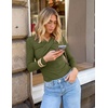 MEROKEETY Womens Long Sleeve Business Casual Criss Cross Tops 2026 Trendy | Work Office Shirts, Ruched Fitted Dressy Blouses, V Neck, Going Out, Elegant Outfits, Fall Fashion, Layering Winter Clothing(Army Green)