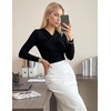 MEROKEETY Womens Long Sleeve Business Casual Criss Cross Tops 2026 Trendy | Work Office Shirts, Ruched Fitted Dressy Blouses, V Neck, Going Out, Elegant Outfits, Fall Fashion, Layering Winter Clothing(Black)
