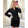 MEROKEETY Women’s Long Sleeve Button Down Shirts 2026 Fall Ruched Collared V Neck Tops Ruffle Knit Business Casual Blouses(Black)
