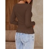 MEROKEETY Womens Long Sleeve Lace Trim Tops 2026 Cute Scoop Neck Going Out | Fitted shirts, Ribbed Knit Stretchy Blouses, Button Basic Tees, Trendy Y2K Outfits, Fall Fashion, Layering Winter Clothing(Coffee)