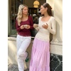 MEROKEETY Womens Long Sleeve Lace Trim Tops 2026 Cute Scoop Neck Going Out | Fitted shirts, Ribbed Knit Stretchy Blouses, Button Basic Tees, Trendy Y2K Outfits, Fall Fashion, Layering Winter Clothing(Wine Red)