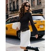 MEROKEETY Women’s Long Sleeve Peplum Shirts 2026 Dressy Fall Casual Tops | Ruched Waist, Crew Neckline, Flared Sleeves, Slim Fit, Business Casual, Work Office Outfit, Going Out, Elegant Trendy Blouses(Black)