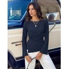 MEROKEETY Women’s Long Sleeve Peplum Shirts 2026 Dressy Fall Casual Tops | Ruched Waist, Crew Neckline, Flared Sleeves, Slim Fit, Business Casual, Work Office Outfit, Going Out, Elegant Trendy Blouses(Navy)