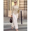 MEROKEETY Women’s Long Sleeve Peplum Shirts 2026 Dressy Fall Casual Tops | Ruched Waist, Crew Neckline, Flared Sleeves, Slim Fit, Business Casual, Work Office Outfit, Going Out, Elegant Trendy Blouses(Apricot)