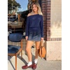 MEROKEETY Women’s Off The Shoulder Tops Long Sleeve Fall Going Out Shirts | One Shoulder, Cinched Waist, Loose Fit, 2026 Y2K Fashion, Cotton, Party, Date Night, Casual Shirts, Elegant Trendy Blouses(Navy)