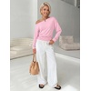 MEROKEETY Women’s Off The Shoulder Tops Long Sleeve Fall Going Out Shirts | One Shoulder, Cinched Waist, Loose Fit, 2026 Y2K Fashion, Cotton, Party, Date Night, Casual Shirts, Elegant Trendy Blouses(Pink)