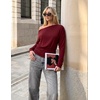 MEROKEETY Women’s Off The Shoulder Tops Long Sleeve Fall Going Out Shirts | One Shoulder, Cinched Waist, Loose Fit, 2026 Y2K Fashion, Cotton, Party, Date Night, Casual Shirts, Elegant Trendy Blouses(Wine)