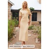 MEROKEETY Women’s Spring Summer Ribbed Maxi Dress 2026 Bodycon V Neck Button Short Sleeve Slim Fit Knit Sweater Dresses(Apricot)
