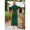 MEROKEETY Women’s Spring Summer Ribbed Maxi Dress 2026 Bodycon V Neck Button Short Sleeve Slim Fit Knit Sweater Dresses(Darkgreen)