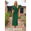 MEROKEETY Women’s Spring Summer Ribbed Maxi Dress 2026 Bodycon V Neck Button Short Sleeve Slim Fit Knit Sweater Dresses(Darkgreen)