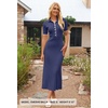 MEROKEETY Women’s Spring Summer Ribbed Maxi Dress 2026 Bodycon V Neck Button Short Sleeve Slim Fit Knit Sweater Dresses(Navy)