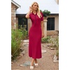 MEROKEETY Women’s Spring Summer Ribbed Maxi Dress 2026 Bodycon V Neck Button Short Sleeve Slim Fit Knit Sweater Dresses(Red)