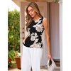MEROKEETY Women’s Summer Floral Sleeveless Tank Tops 2026 Trendy Mesh Going Out Business Casual Top Slim Fit Vacation Clothes(Black)