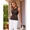MEROKEETY Women’s Summer Floral Sleeveless Tank Tops 2026 Trendy Mesh Going Out Business Casual Top Slim Fit Vacation Clothes(Coffee)