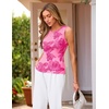 MEROKEETY Women’s Summer Floral Sleeveless Tank Tops 2026 Trendy Mesh Going Out Business Casual Top Slim Fit Vacation Clothes(Hotpink)