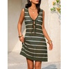 MEROKEETY Women’s Summer Swimsuit Coverup 2026 Bathing Suit Resort Wear Tie Front Crochet Knit Beach Vacation Cover Up Dress(Army Green)