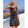 MEROKEETY Women’s Summer Swimsuit Coverup 2026 Bathing Suit Resort Wear Tie Front Crochet Knit Beach Vacation Cover Up Dress(Black)
