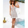 MEROKEETY Women’s Summer Swimsuit Coverup 2026 Bathing Suit Resort Wear Tie Front Crochet Knit Beach Vacation Cover Up Dress(White)