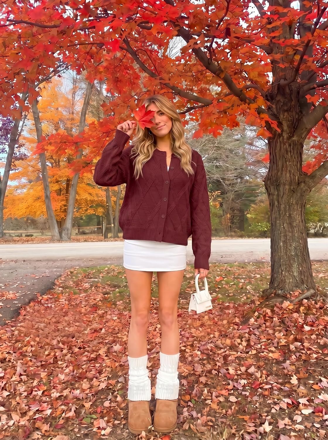 image:imageMEROKEETY Womens Cable Knit Cardigan Sweaters Trendy Button Up Long Lantern Sleeve Fall Sweater 2026 Open Front CoatsWinered