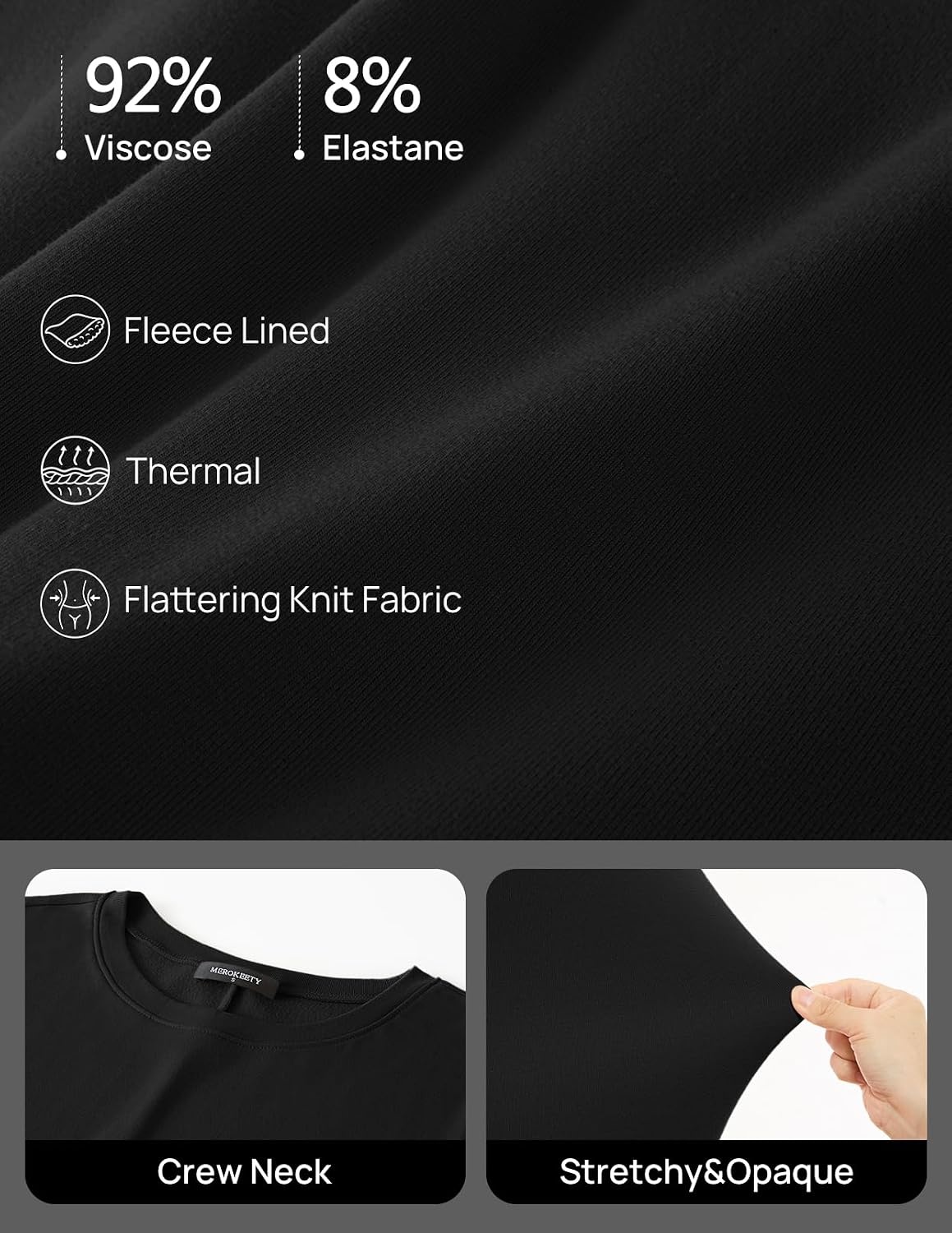 image:imageMEROKEETY Womens Fall Long Sleeve Casual T Shirt Maxi Dresses Tie Waist Wrap Crew Neck Business Casual Work Long Dress Elegant Knit Stretchy and Soft Winter Going Out ClothesBlack