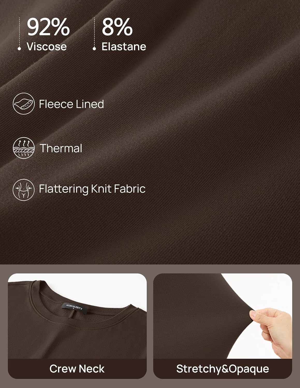 image:imageMEROKEETY Womens Fall Long Sleeve Casual T Shirt Maxi Dresses Tie Waist Wrap Crew Neck Business Casual Work Long Dress Elegant Knit Stretchy and Soft Winter Going Out ClothesCoffee