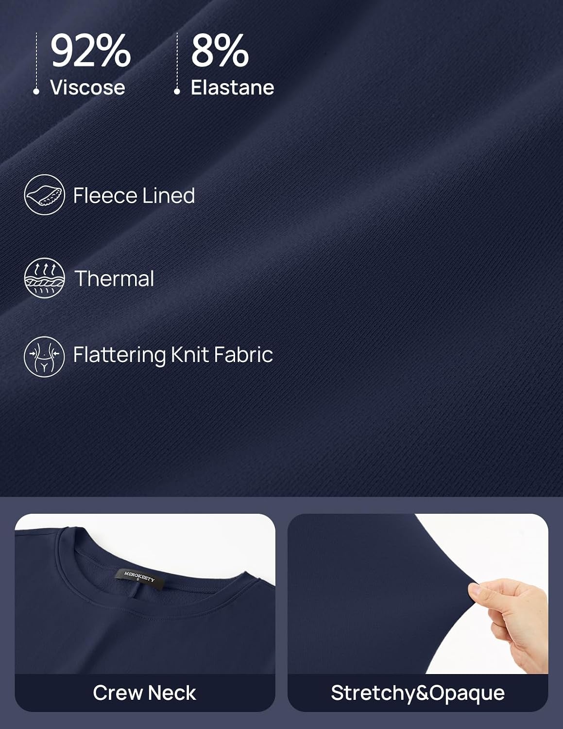 image:imageMEROKEETY Womens Fall Long Sleeve Casual T Shirt Maxi Dresses Tie Waist Wrap Crew Neck Business Casual Work Long Dress Elegant Knit Stretchy and Soft Winter Going Out ClothesNavy