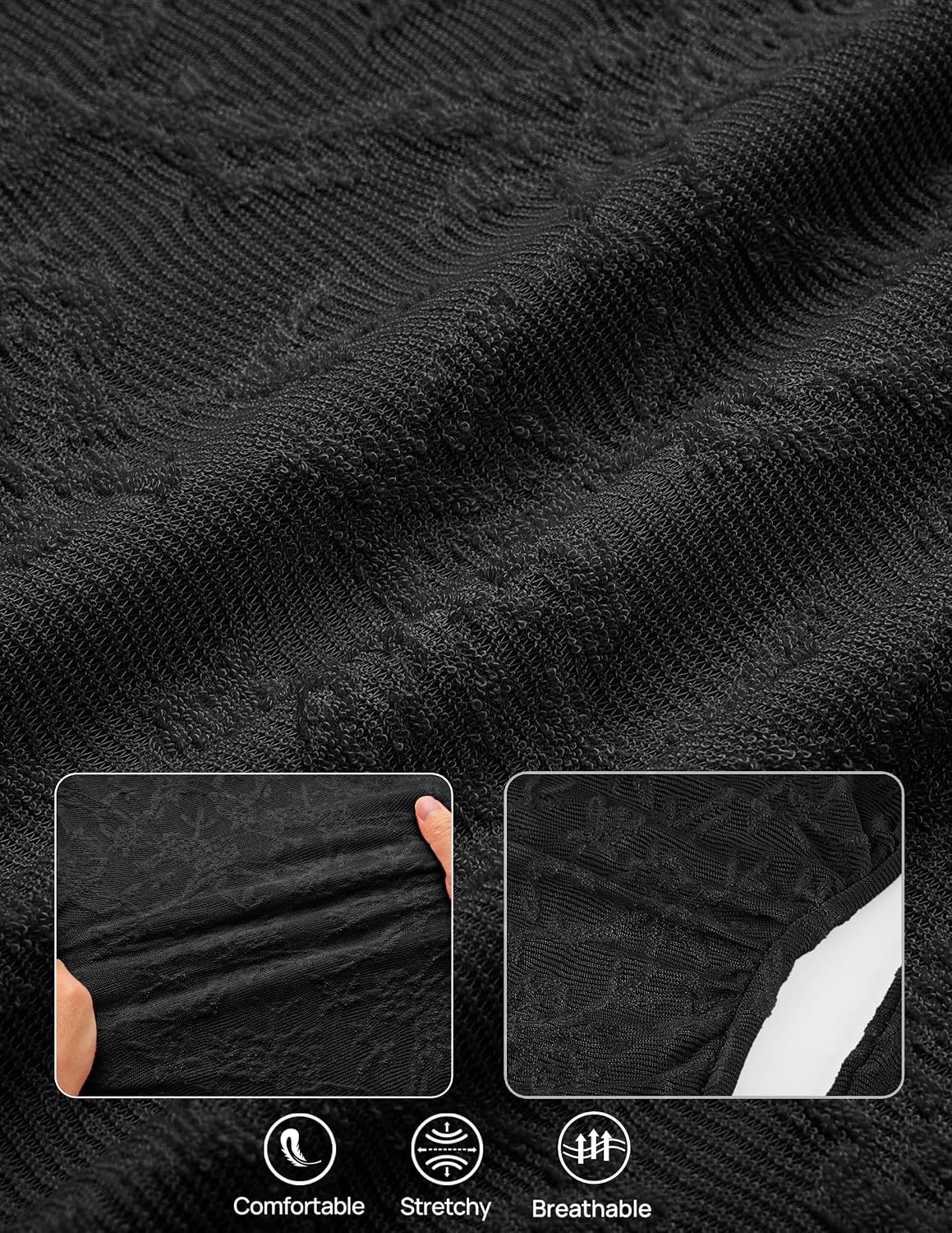 image:imageMEROKEETY Womens Fall Wedding Guest Bodycon Floral Maxi Dresses Long Sleeve Ruched Formal Elegant Cocktail Party Boat Neck Lace Jacquard Knit Mermaid Hem Sheer Sleeves Long DressBlack