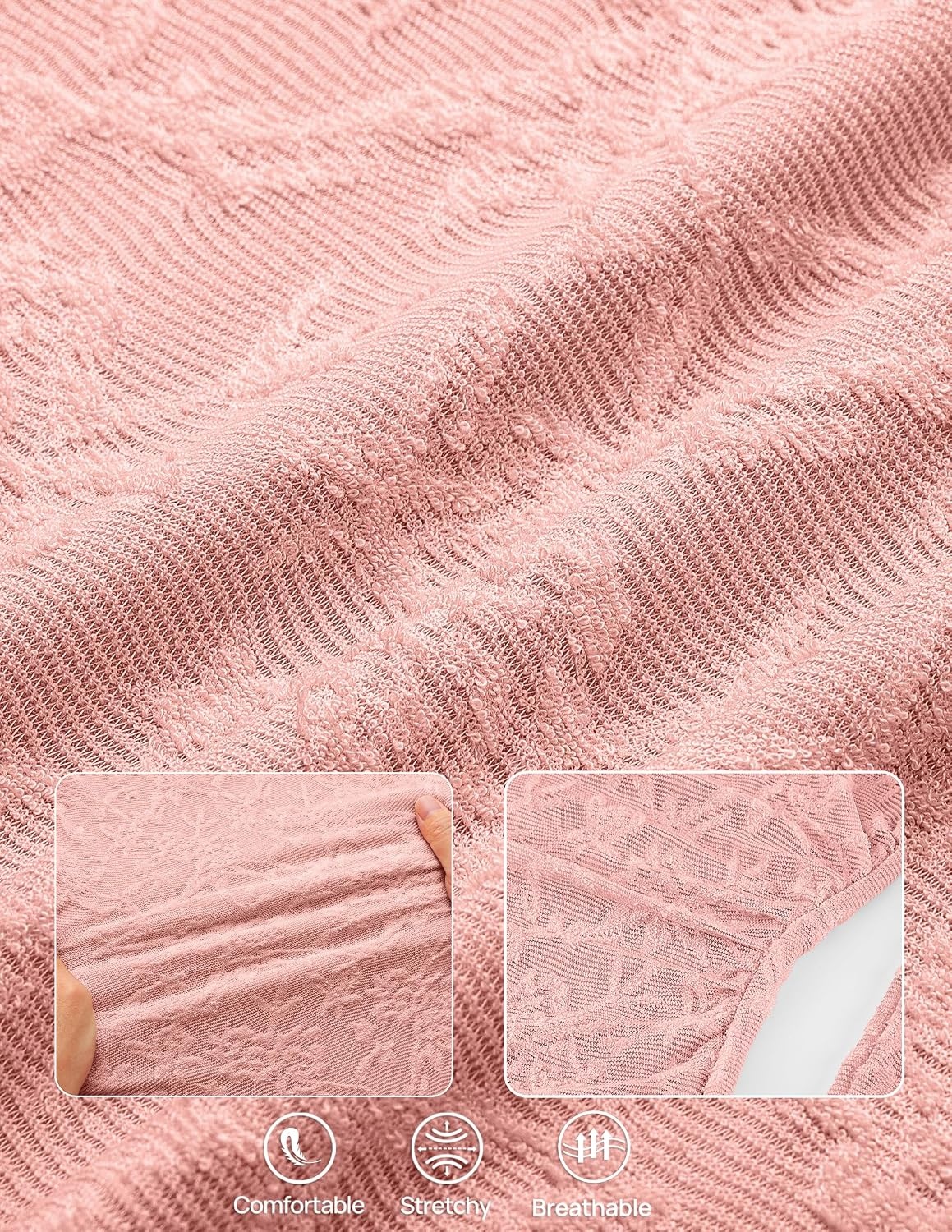 image:imageMEROKEETY Womens Fall Wedding Guest Bodycon Floral Maxi Dresses Long Sleeve Ruched Formal Elegant Cocktail Party Boat Neck Lace Jacquard Knit Mermaid Hem Sheer Sleeves Long DressPink