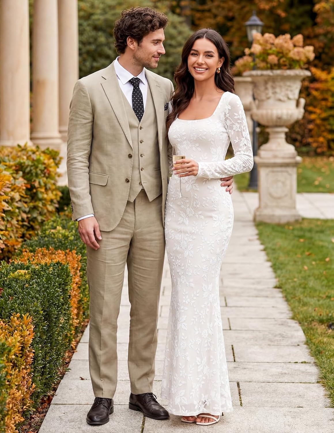 image:imageMEROKEETY Womens Fall Wedding Guest Long Sleeve Floral Mesh Maxi Dress 2026 Formal Square Neck Bodycon Fitted Ruched Flocked Fabric Church Baby Shower Bridal Shower Cocktail Party Long DressWhite