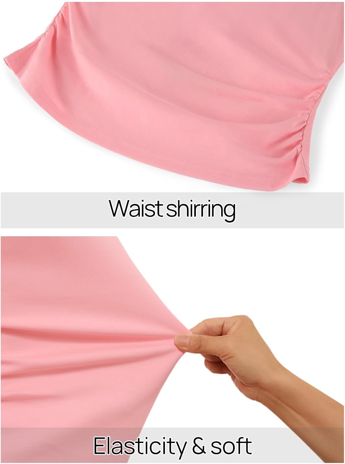 image:imageMEROKEETY Womens Long Bell Sleeve Tops Fall 2026 Cute Going Out Y2K Shirts Elegant Crew Neck Shirt Cotton Ruched Side Crop Blouse Trendy Fashion Business Casual Work Date Night Western ClothesPink