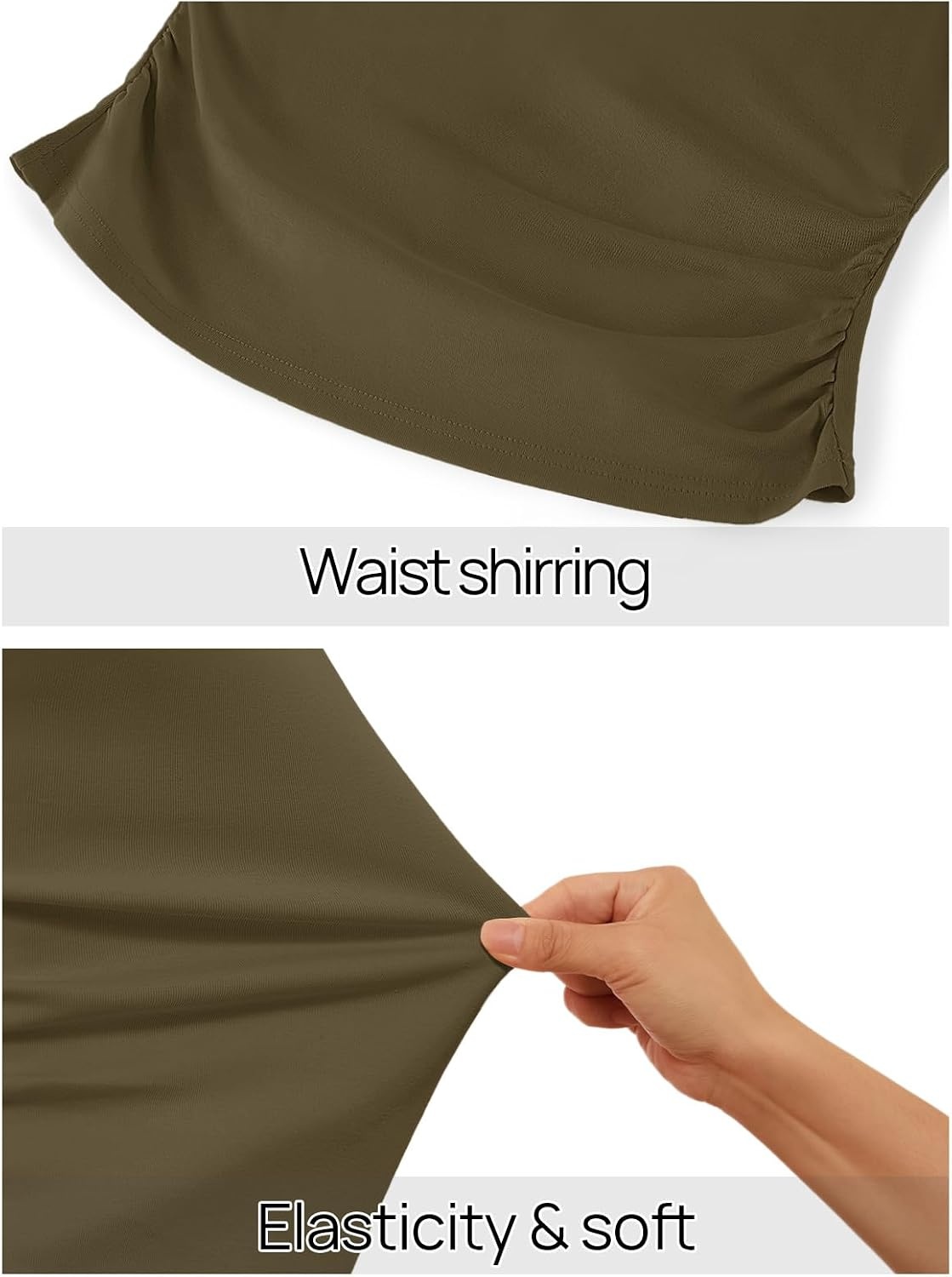 image:imageMEROKEETY Womens Long Bell Sleeve Tops Fall 2026 Cute Going Out Y2K Shirts Elegant Crew Neck Shirt Cotton Ruched Side Crop Blouse Trendy Fashion Business Casual Work Date Night Western ClothesArmygreen