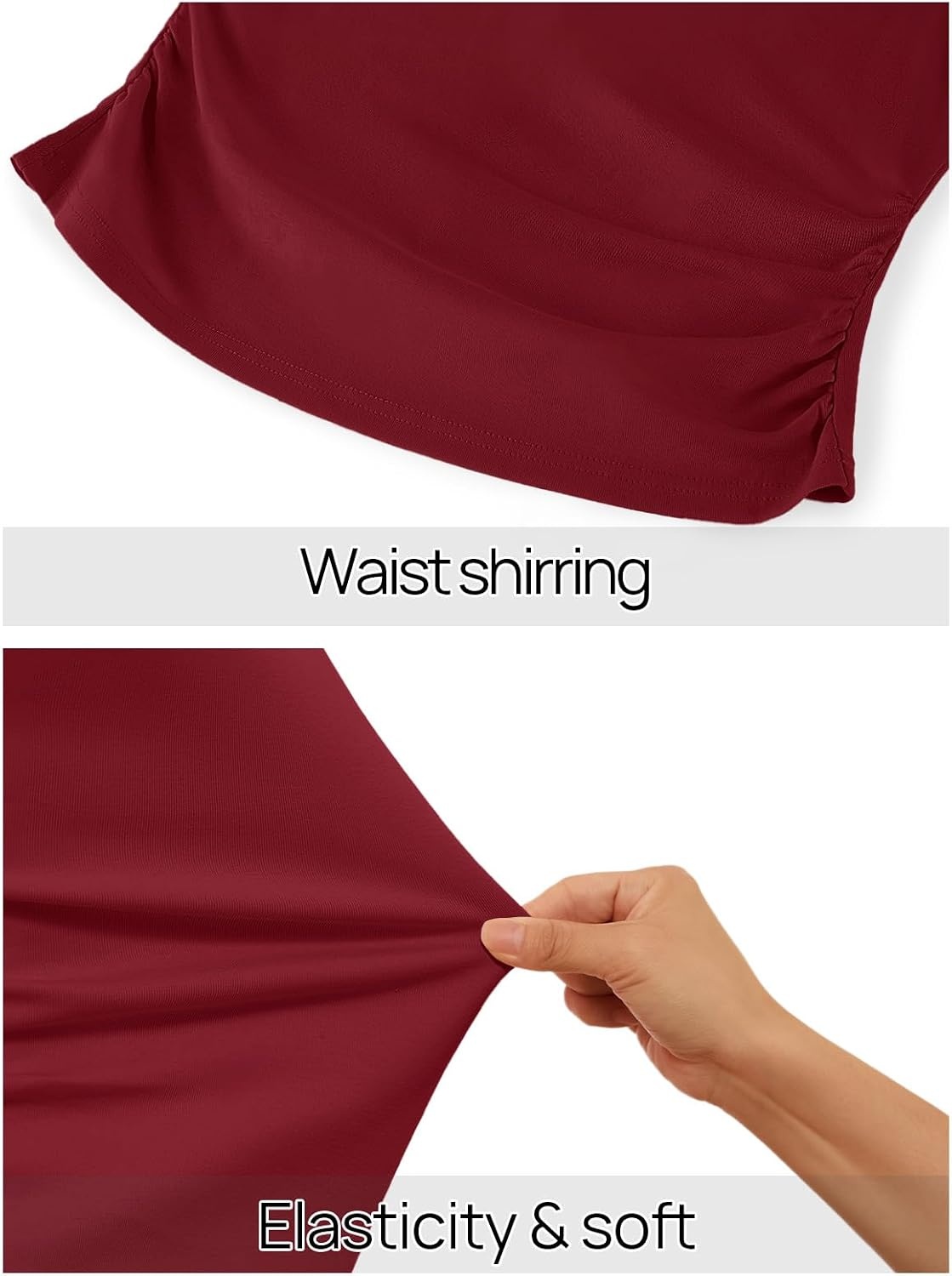 image:imageMEROKEETY Womens Long Bell Sleeve Tops Fall 2026 Cute Going Out Y2K Shirts Elegant Crew Neck Shirt Cotton Ruched Side Crop Blouse Trendy Fashion Business Casual Work Date Night Western ClothesWine