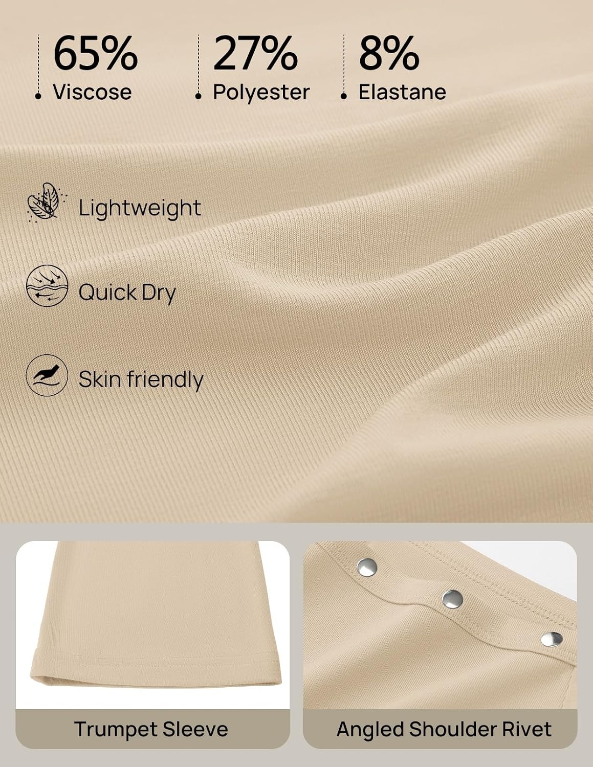 image:imageMEROKEETY Womens Off The Shoulder Going Out Long Sleeve Tops Asymmetrical Neck Metal Rivets Slim Fit Cute Shirts Fall Fashion Y2k Clothes Date Night Streetwear Trendy OutfitsApricot