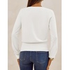 MEROKEETY 2026 Fall V Neck Wrap Sweaters for Women Knit Tops | Long Sleeve, Cozy Knit, Hidden Snap, Dressy Casual Pullover Shirts, Fashion Jumper, Fall Winter Clothing(White)