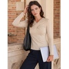 MEROKEETY Womens Business Casual Long Sleeve Criss Cross Tops 2026 Trendy | Work Office Shirts, Ruched Fitted Dressy Blouses, V Neck, Going Out, Elegant Outfits, Fall Fashion, Layering Winter Clothing(Apricot)