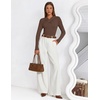 MEROKEETY Womens Business Casual Long Sleeve Criss Cross Tops 2026 Trendy | Work Office Shirts, Ruched Fitted Dressy Blouses, V Neck, Going Out, Elegant Outfits, Fall Fashion, Layering Winter Clothing(Coffee)