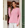 MEROKEETY Womens Fall Button Up Cute Ruffle Hem Cardigan Sweaters Trendy | 2026, Long Sleeve, Crochet, Winter, Crewneck, Ribbed Details, Soft, Relaxed Fit, Casual Outfits, Knit Coats, Fashion Clothes(Pink)