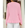 MEROKEETY Womens Fall Button Up Cute Ruffle Hem Cardigan Sweaters Trendy | 2026, Long Sleeve, Crochet, Winter, Crewneck, Ribbed Details, Soft, Relaxed Fit, Casual Outfits, Knit Coats, Fashion Clothes(Pink)