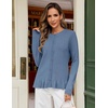 MEROKEETY Womens Fall Button Up Cute Ruffle Hem Cardigan Sweaters Trendy | 2026, Long Sleeve, Crochet, Winter, Crewneck, Ribbed Details, Soft, Relaxed Fit, Casual Outfits, Knit Coats, Fashion Clothes(Dustyblue)