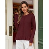 MEROKEETY Womens Fall Button Up Cute Ruffle Hem Cardigan Sweaters Trendy | 2026, Long Sleeve, Crochet, Winter, Crewneck, Ribbed Details, Soft, Relaxed Fit, Casual Outfits, Knit Coats, Fashion Clothes(Wine)