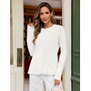 MEROKEETY Womens Fall Button Up Cute Ruffle Hem Cardigan Sweaters Trendy | 2026, Long Sleeve, Crochet, Winter, Crewneck, Ribbed Details, Soft, Relaxed Fit, Casual Outfits, Knit Coats, Fashion Clothes(White)