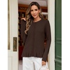 MEROKEETY Womens Fall Button Up Cute Ruffle Hem Cardigan Sweaters Trendy | 2026, Long Sleeve, Crochet, Winter, Crewneck, Ribbed Details, Soft, Relaxed Fit, Casual Outfits, Knit Coats, Fashion Clothes(Coffee)