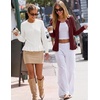 MEROKEETY Womens Fall Button Up Cute Ruffle Hem Cardigan Sweaters Trendy | 2026, Long Sleeve, Crochet, Winter, Crewneck, Ribbed Details, Soft, Relaxed Fit, Casual Outfits, Knit Coats, Fashion Clothes(White)