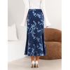 MEROKEETY Women’s Fall Floral Velvet Maxi Skirt | Floral Velvet Textured, Mermaid Fishtail Hem, Elastic High Waist, Elegant Classy, 2026 Trendy Long Skirts(Blue)