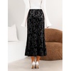 MEROKEETY Women’s Fall Floral Velvet Maxi Skirt | Floral Velvet Textured, Mermaid Fishtail Hem, Elastic High Waist, Elegant Classy, 2026 Trendy Long Skirts(Black)