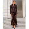 MEROKEETY Women’s Fall Floral Velvet Maxi Skirt | Floral Velvet Textured, Mermaid Fishtail Hem, Elastic High Waist, Elegant Classy, 2026 Trendy Long Skirts(Coffee)