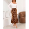 MEROKEETY Women’s Fall Floral Velvet Maxi Skirt | Floral Velvet Textured, Mermaid Fishtail Hem, Elastic High Waist, Elegant Classy, 2026 Trendy Long Skirts(Golden)