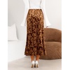 MEROKEETY Women’s Fall Floral Velvet Maxi Skirt | Floral Velvet Textured, Mermaid Fishtail Hem, Elastic High Waist, Elegant Classy, 2026 Trendy Long Skirts(Golden)
